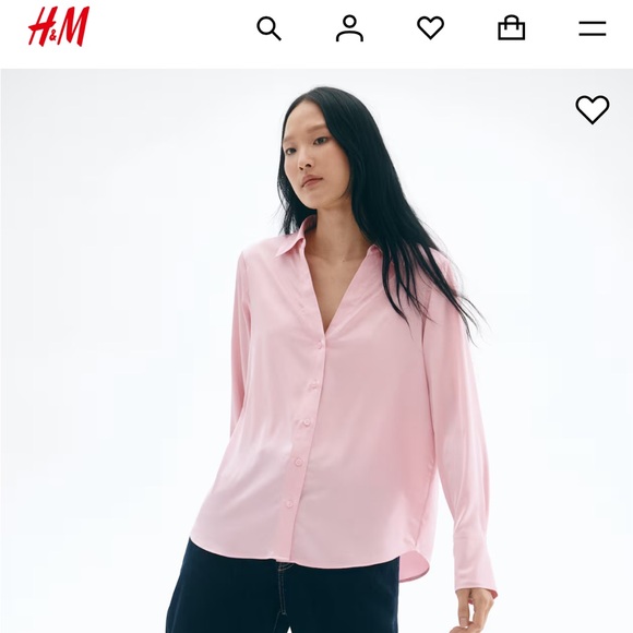 🆕 H&M Light Pink Button-Up Blouse Brand new tag attached Size 2 Barbiecore - Picture 2 of 9